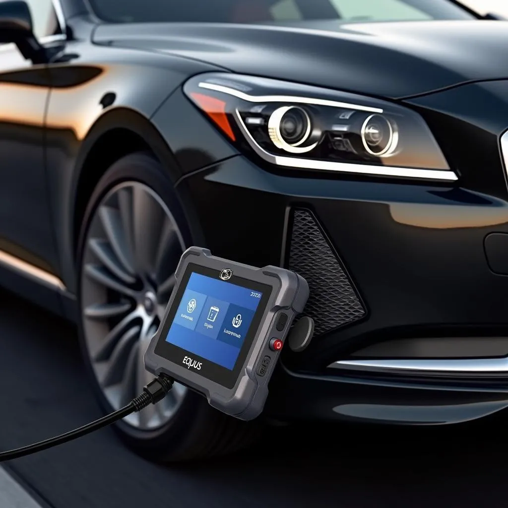 Equus 3120 scan tool connected to a Hyundai Genesis