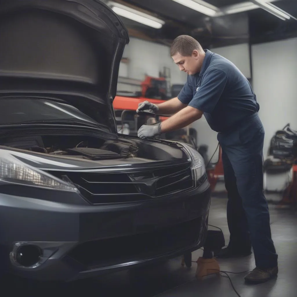 Mechanic using an Equus scan tool