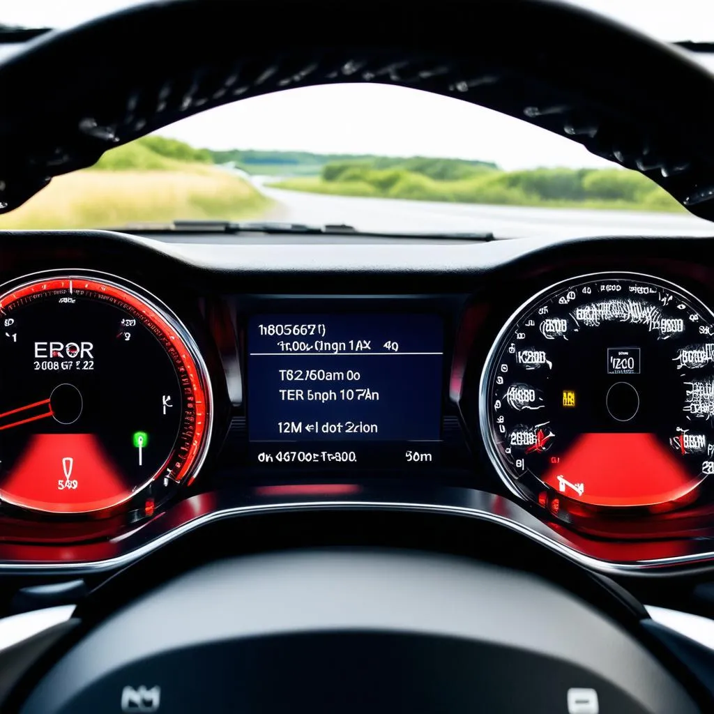 European car dashboard with error codes