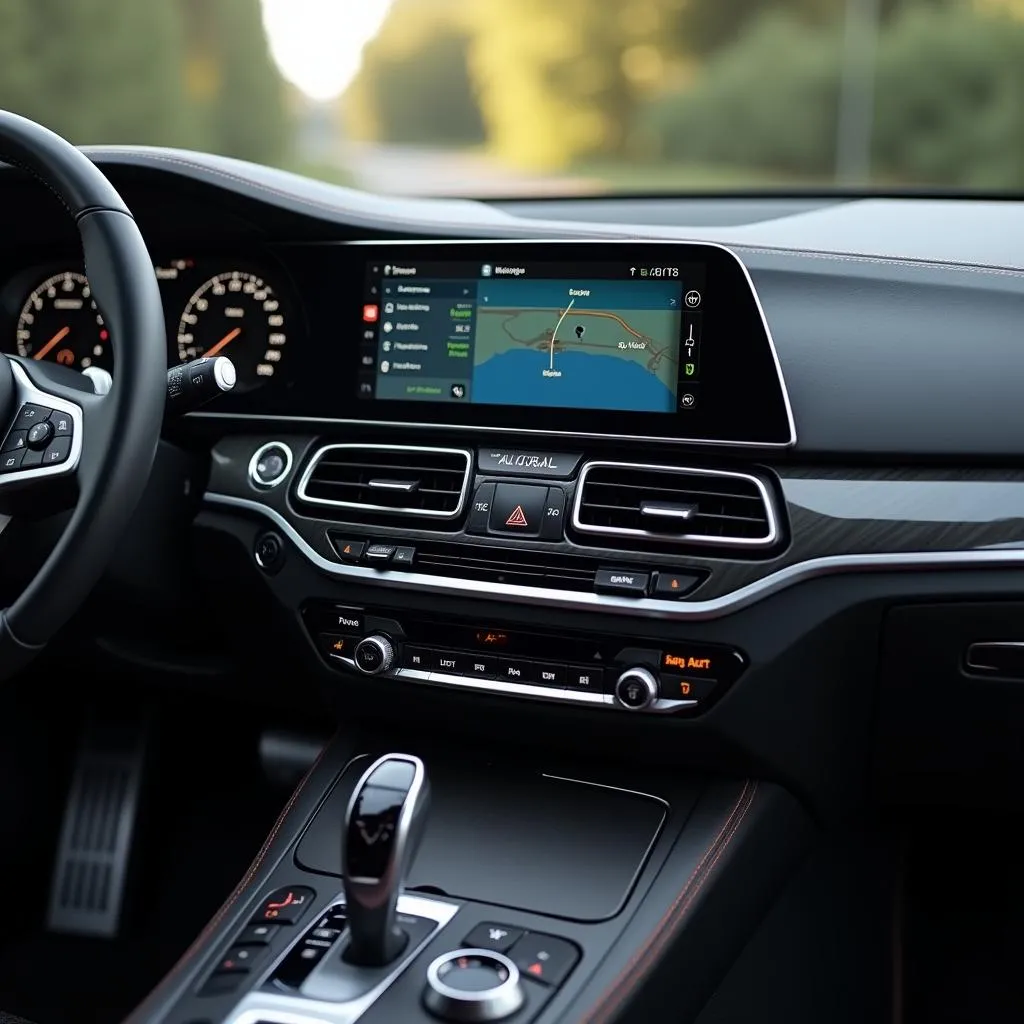 Modern European car dashboard with infotainment system