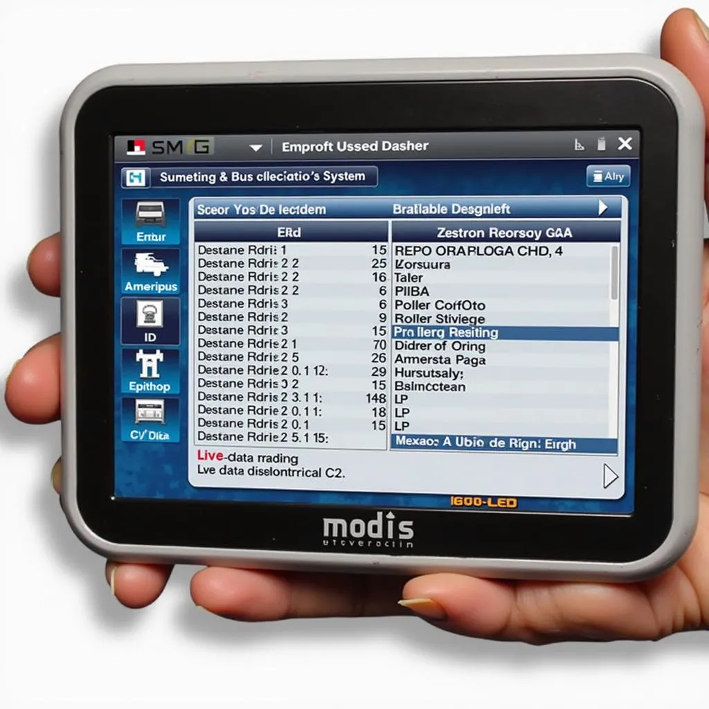 Software interface of Modis Elite scan tool