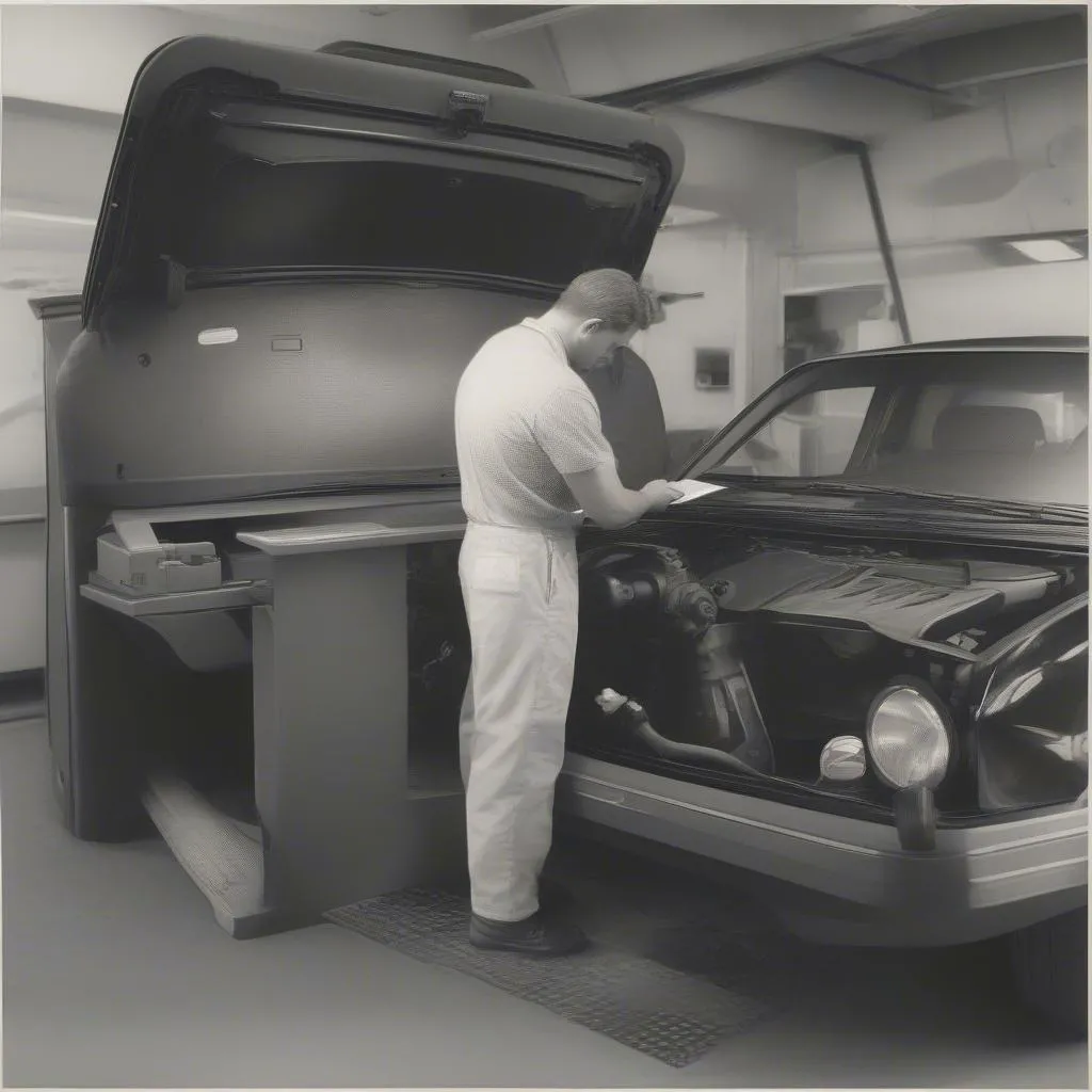 A mechanic working on a European car