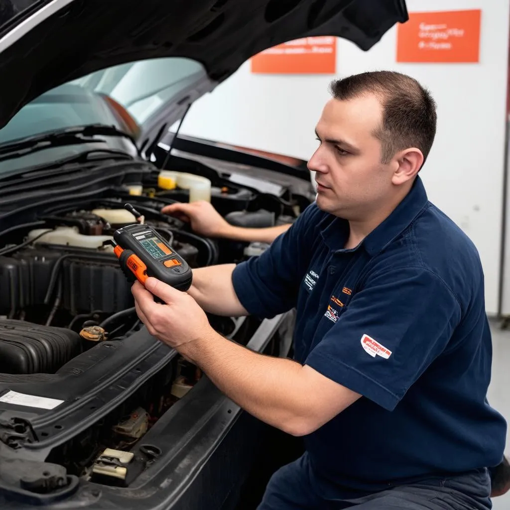 Expert mechanic repairing a European car