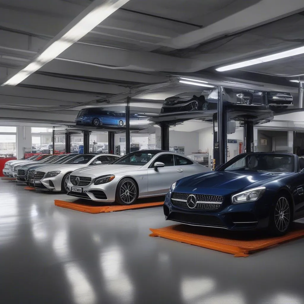 European Cars on Garage Lift