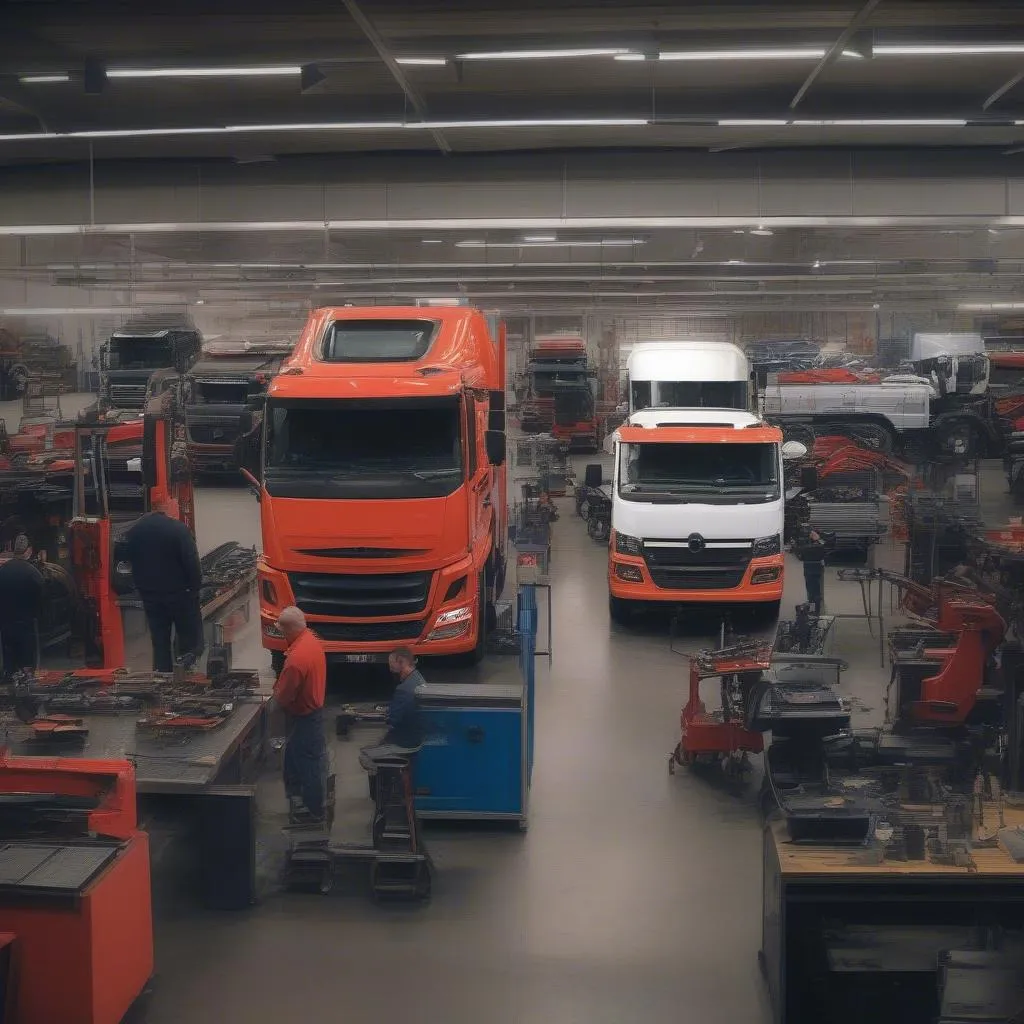 European truck repair shop