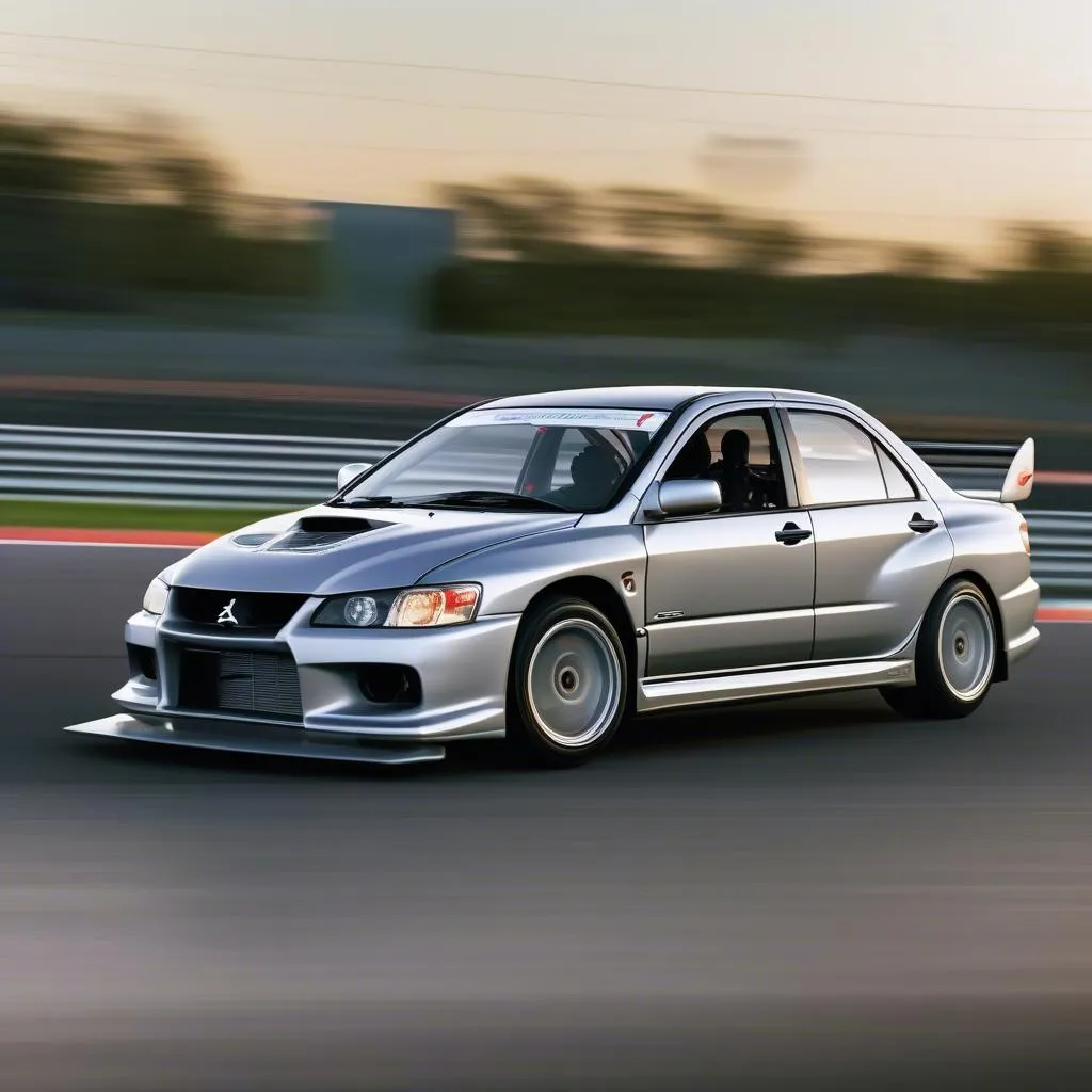 Mitsubishi Lancer Evolution 9 on the racetrack