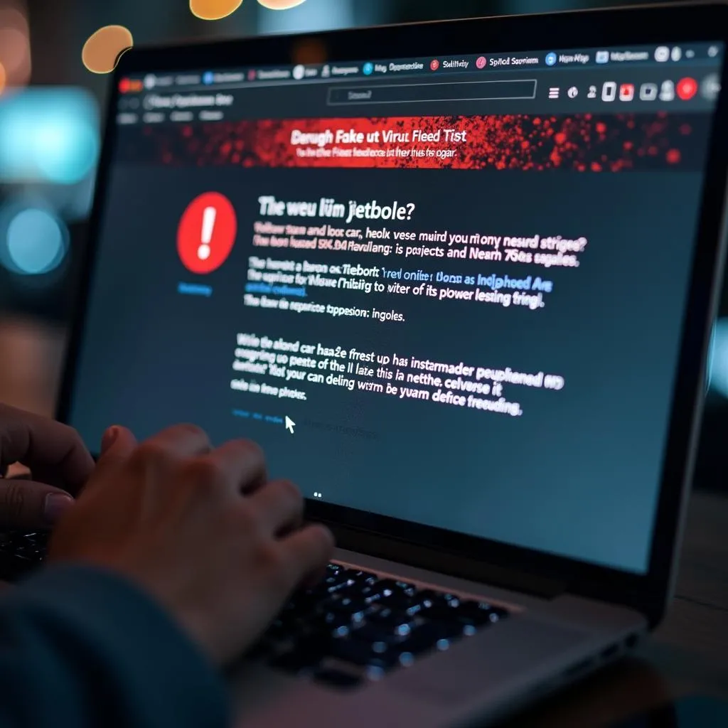 Fake virus scan warning on a computer screen