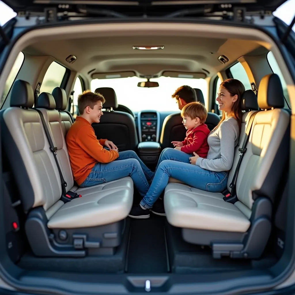 A spacious family car with multiple rows of seats