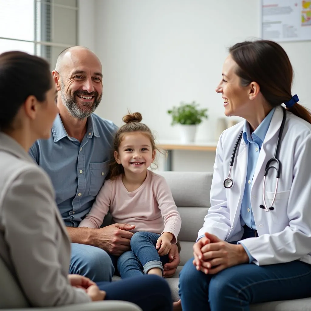 Family visiting the doctor for a checkup