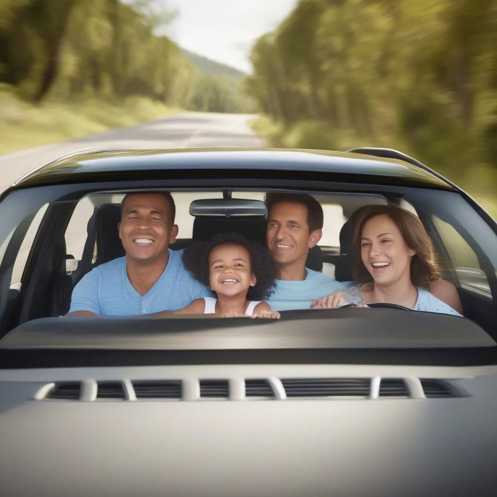 Happy Family on a Road Trip 