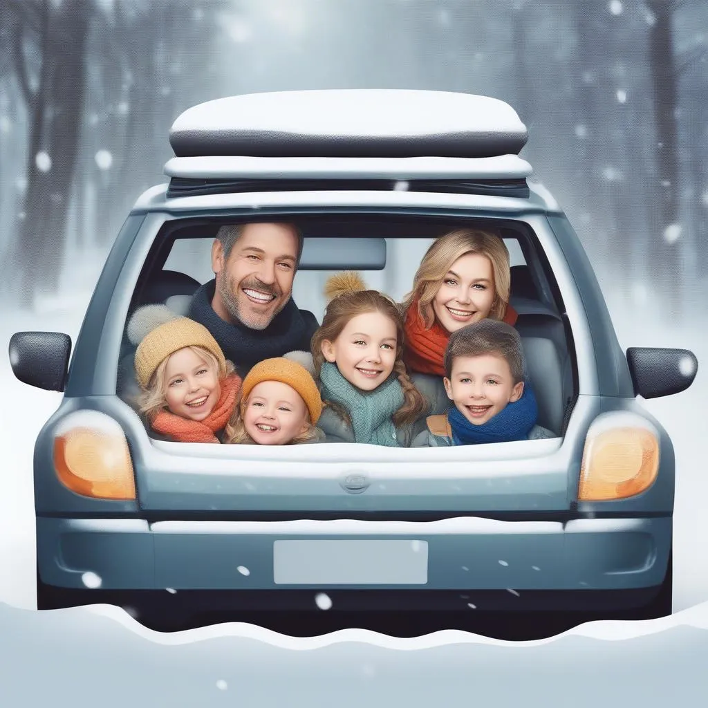 Family Enjoying a Warm Car