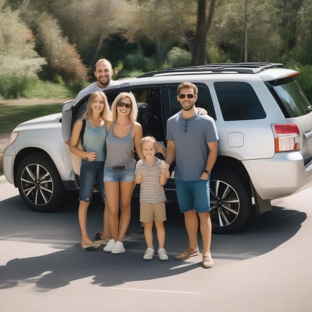 family renting a car