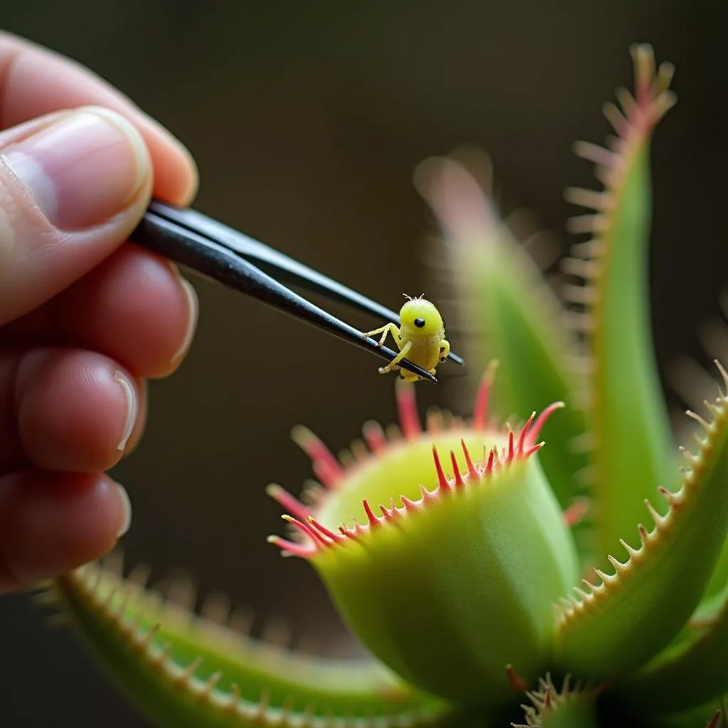 Feeding a Venus flytrap