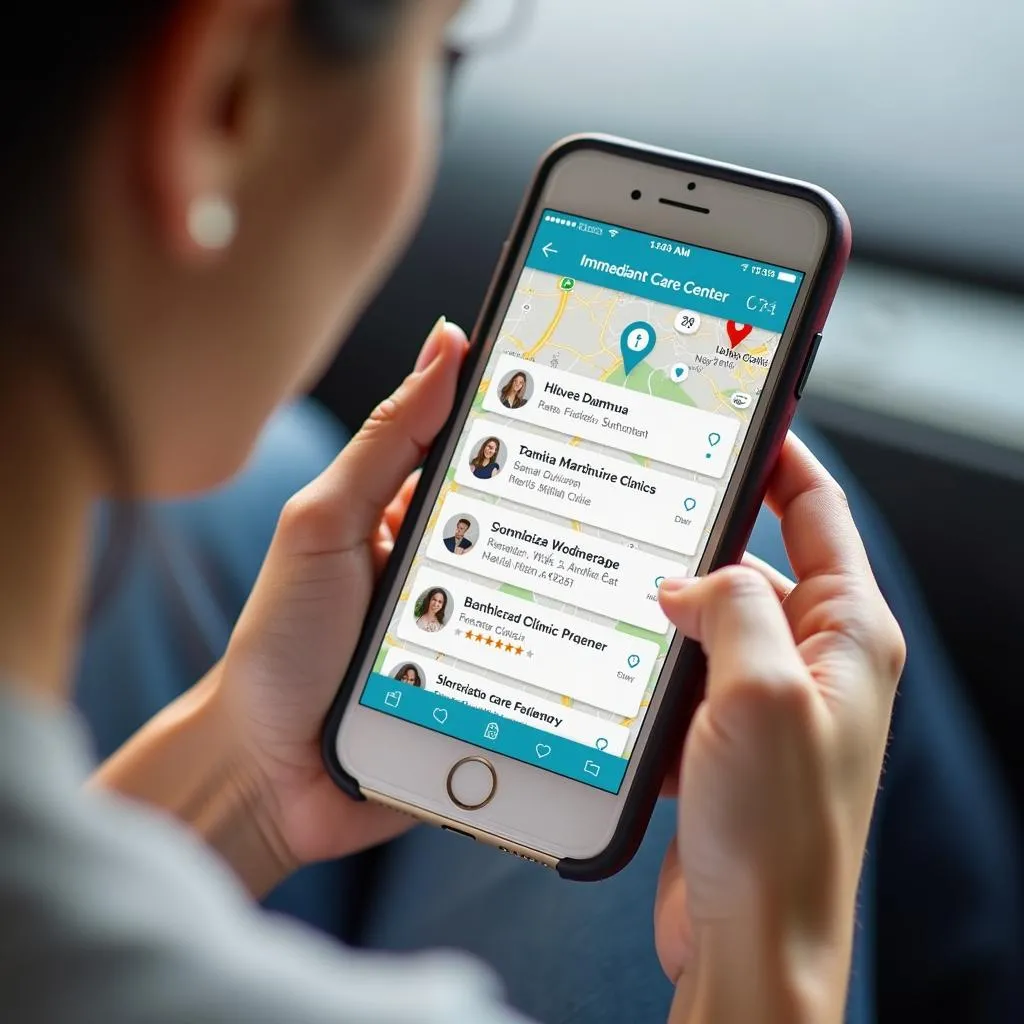 Using a smartphone to find "immediate care near me"
