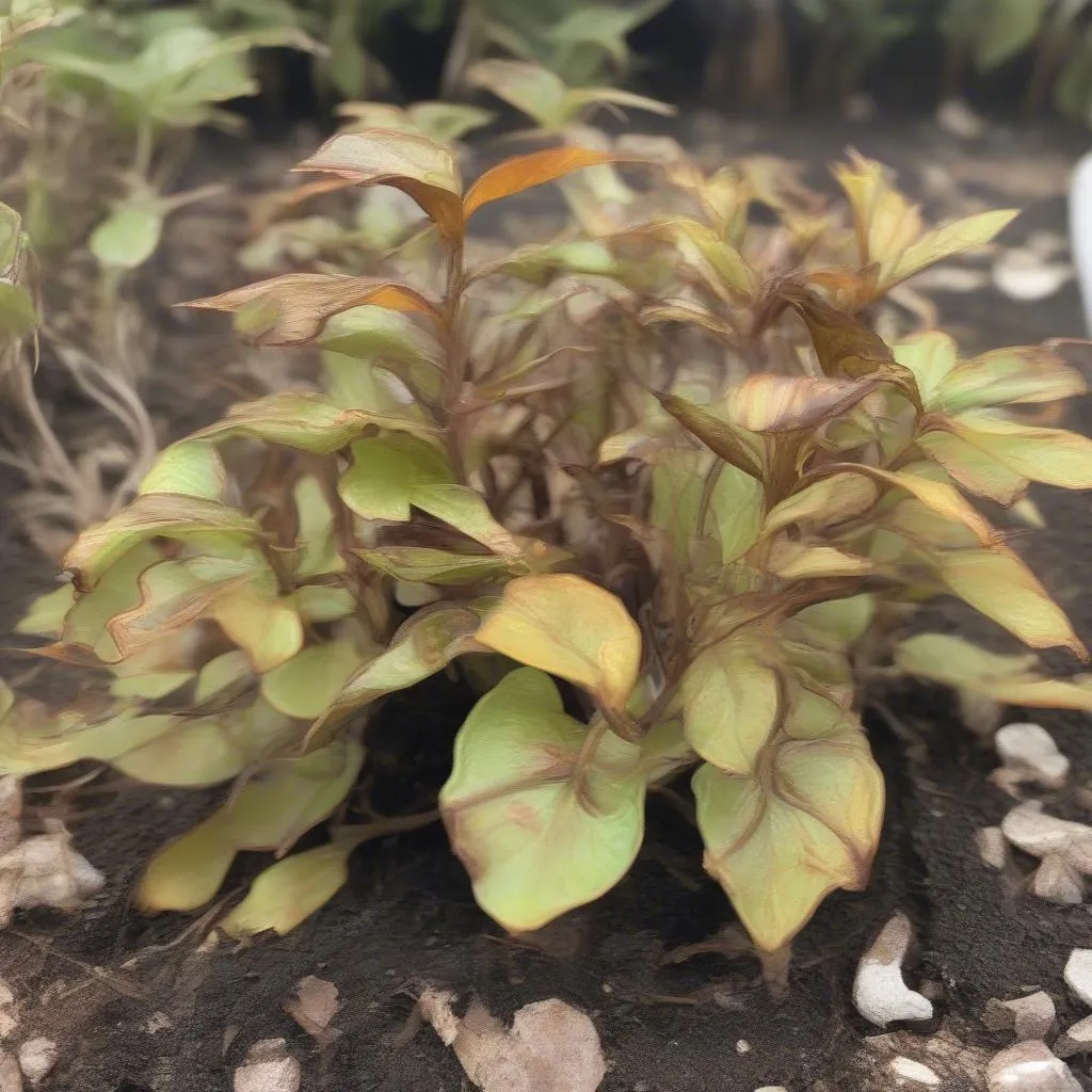 Flaming Katy Plant with Brown Leaves due to Overwatering