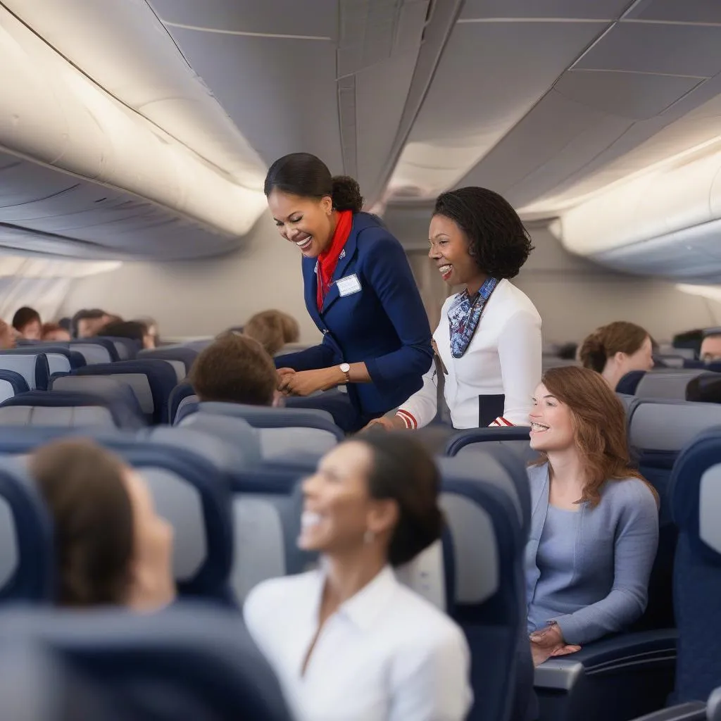 Smiling Delta flight attendant in uniform