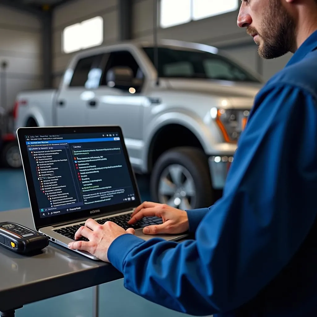 Ford factory scan tool performing diagnostics