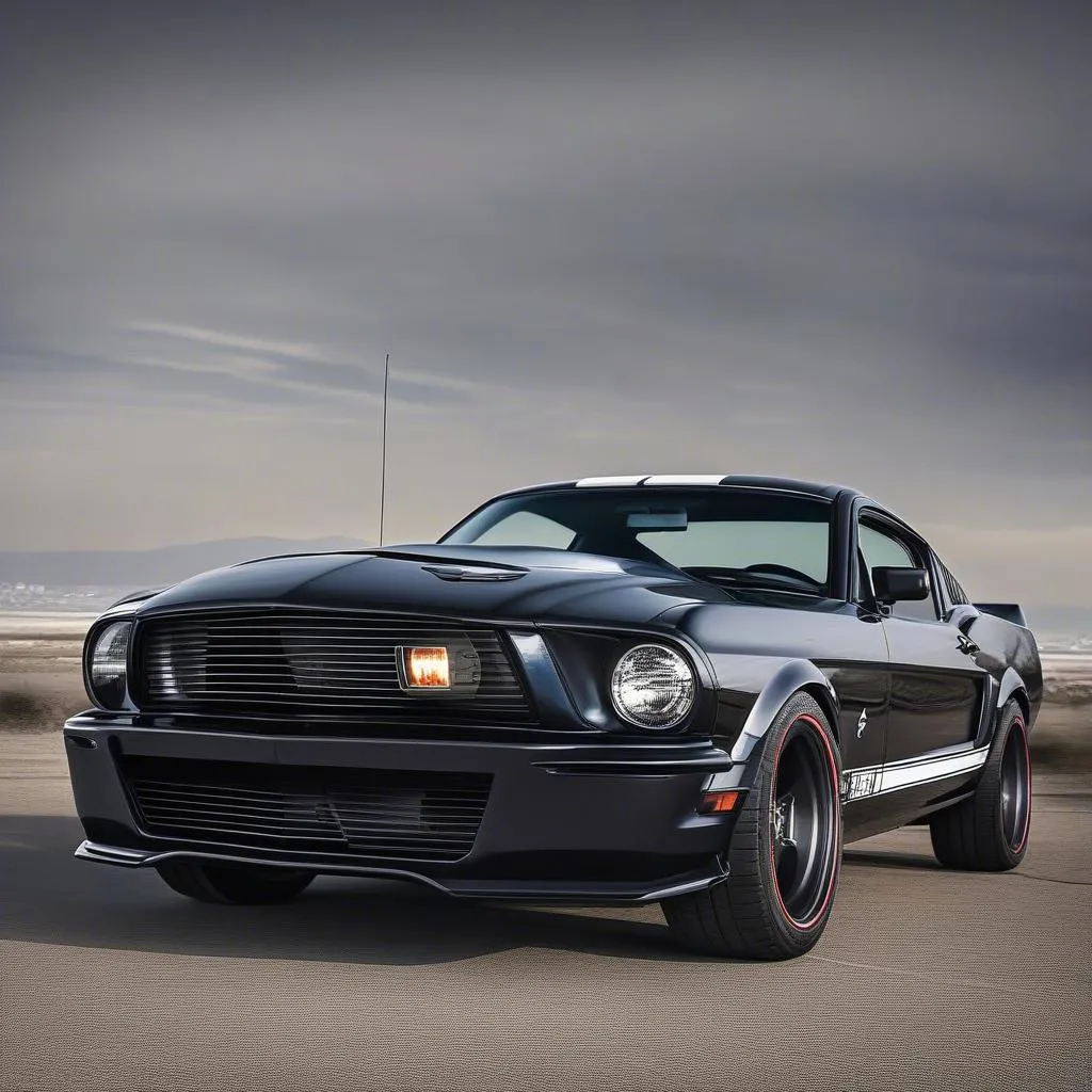 The Ford Mustang GT500, a high-performance muscle car known for its raw power and aggressive styling