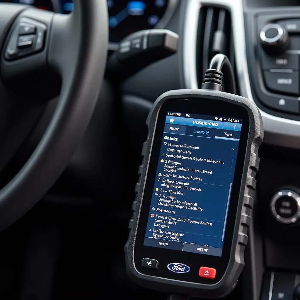 Ford OBDII Scan Tool Connected to Car