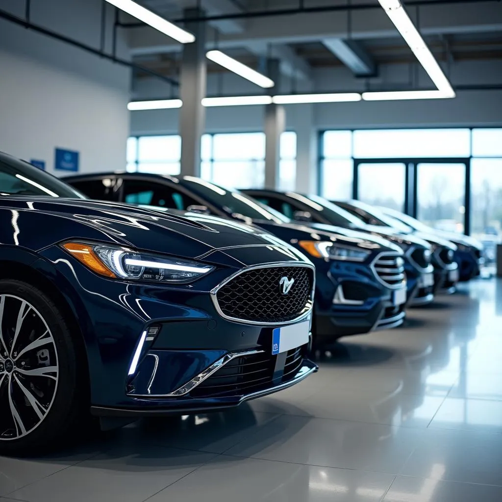 Modern Ford Vehicles Lined Up for Diagnostics