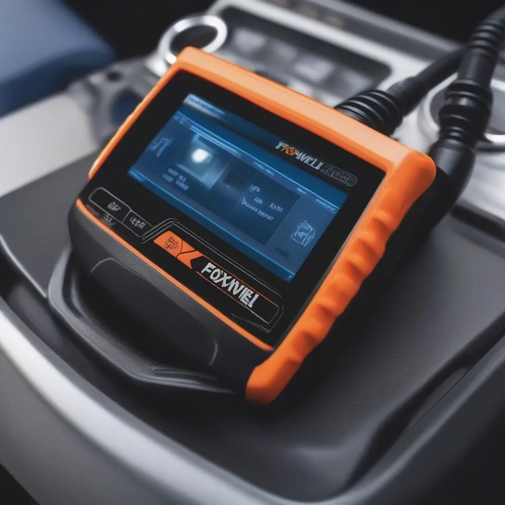 Foxwell Scanner Plugged into Car