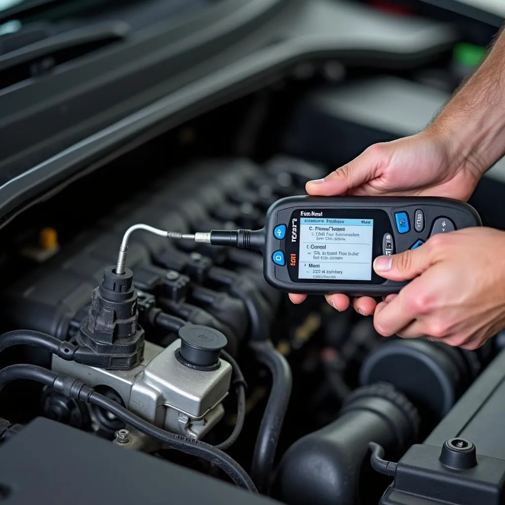 Car Engine Undergoing Fuel Injector Balance Test