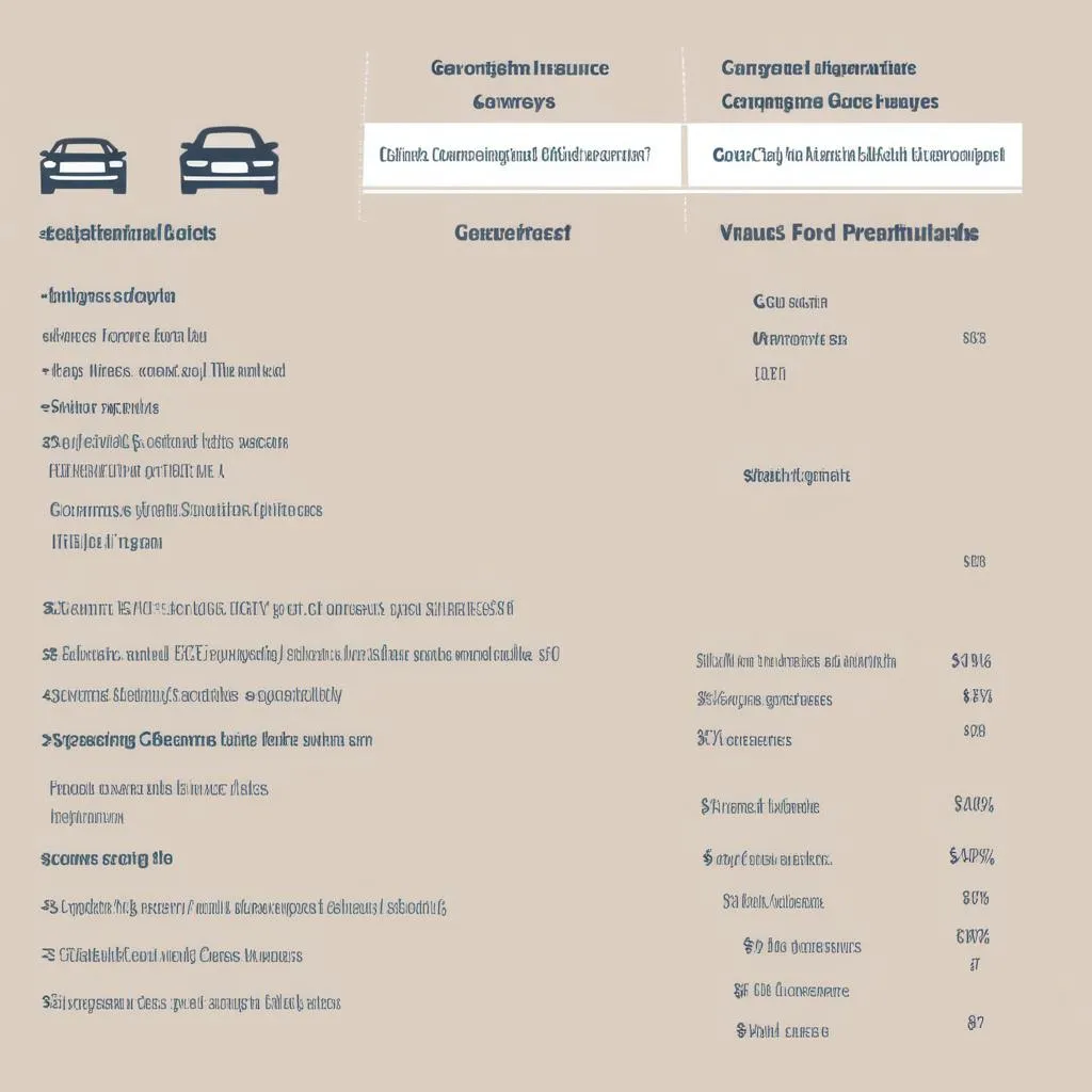 Car insurance quotes comparison table