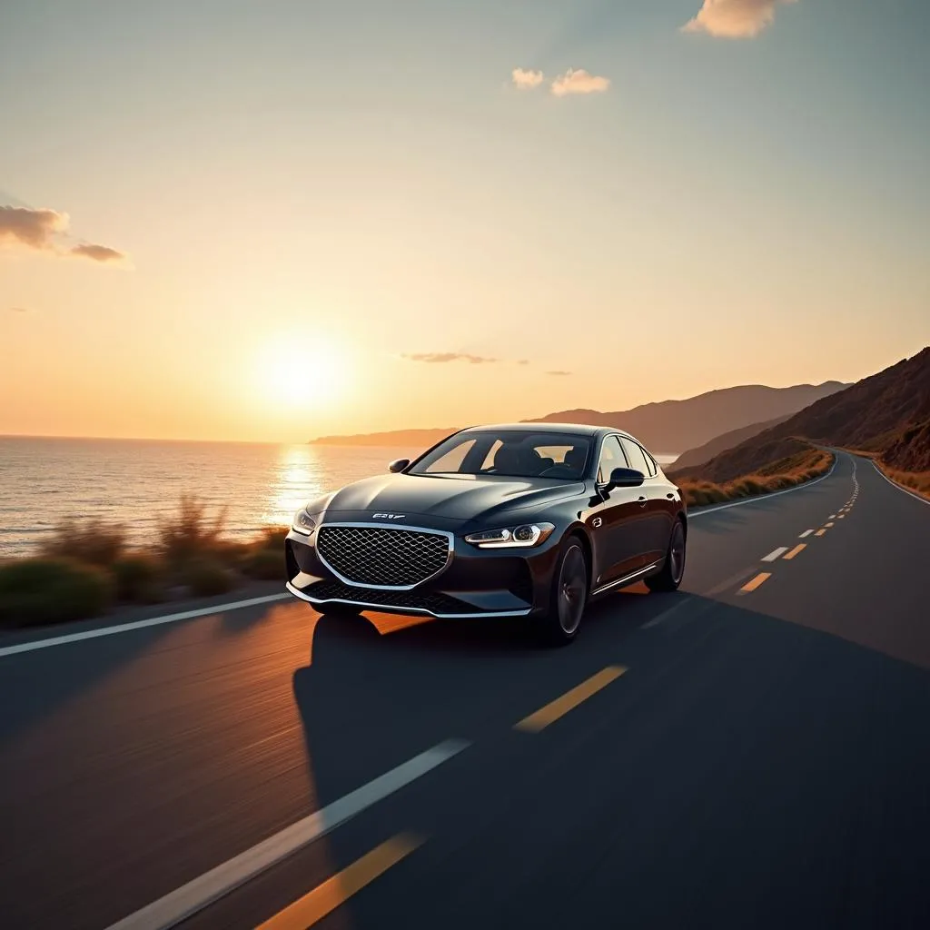 Genesis G70 Driving on Pacific Coast Highway