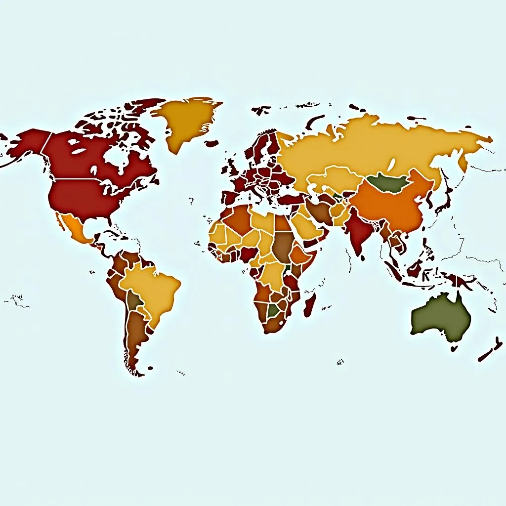 World map illustrating the distribution of car population