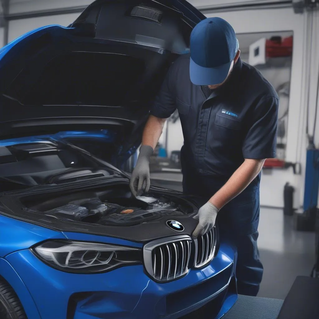 Mechanic using GS2 scan tool on a BMW