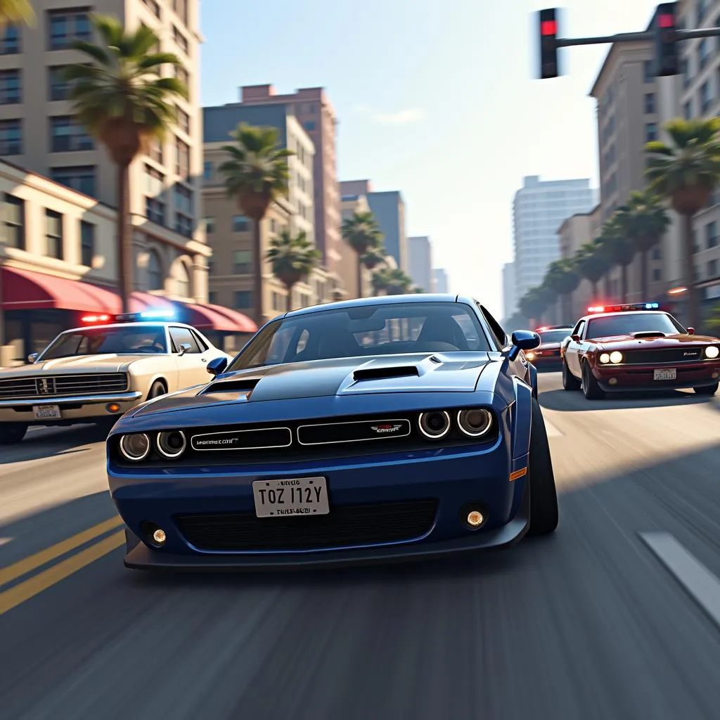 High-speed car chase through the streets of Los Santos