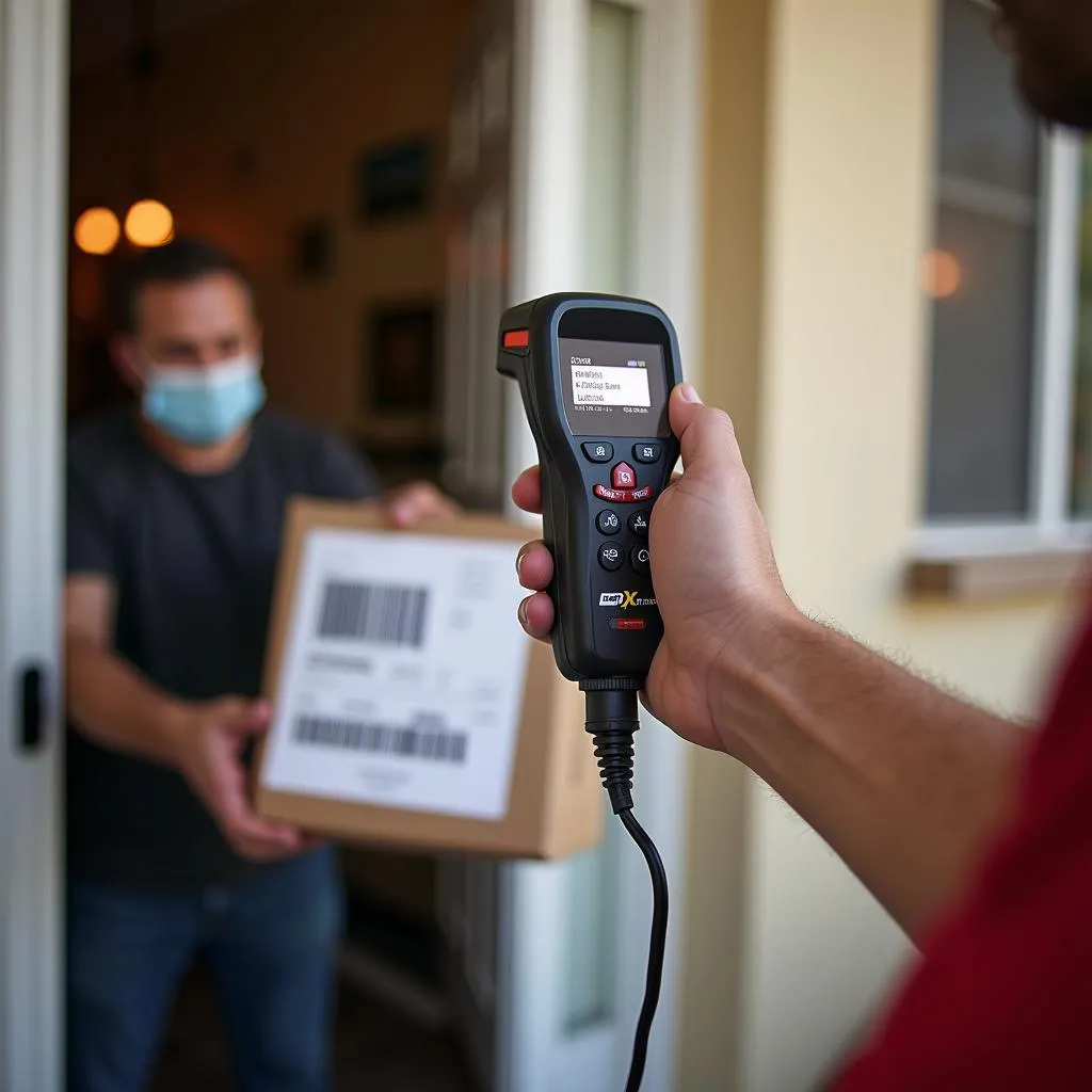 Handheld scanner in action