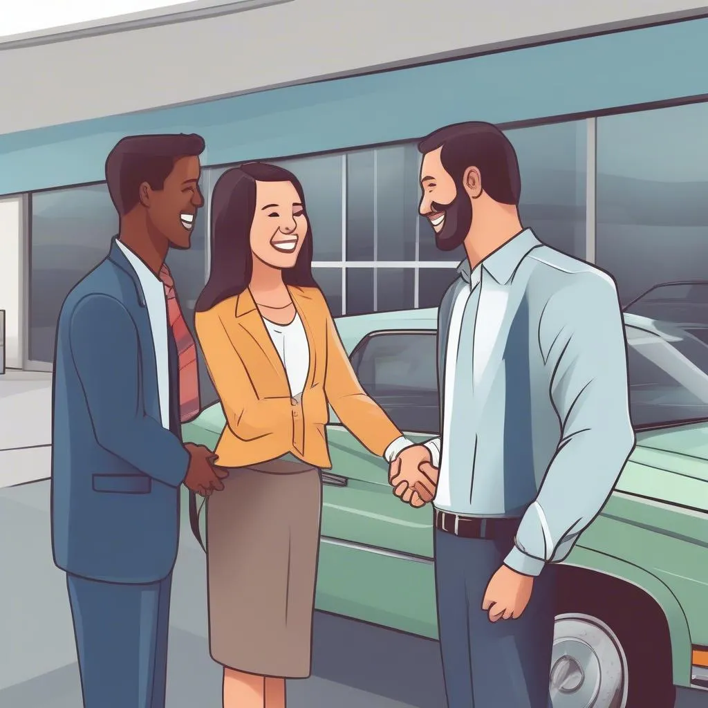 Happy Couple Buying Used Car