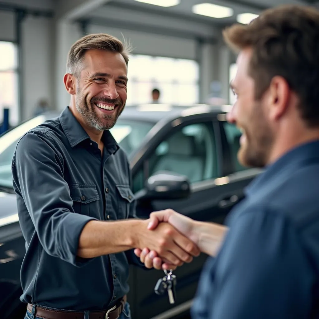 Happy Customer Receiving Car Keys