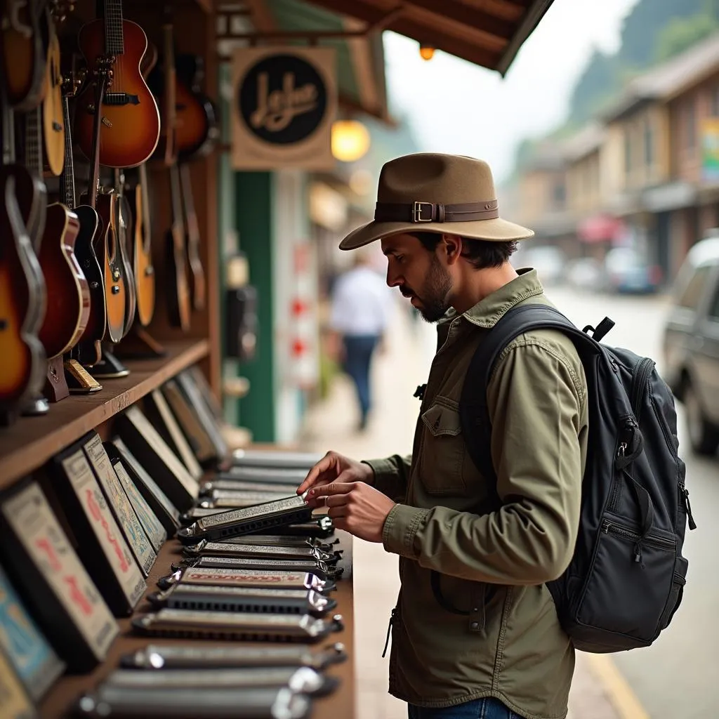 Finding a Harmonica at a Music Store