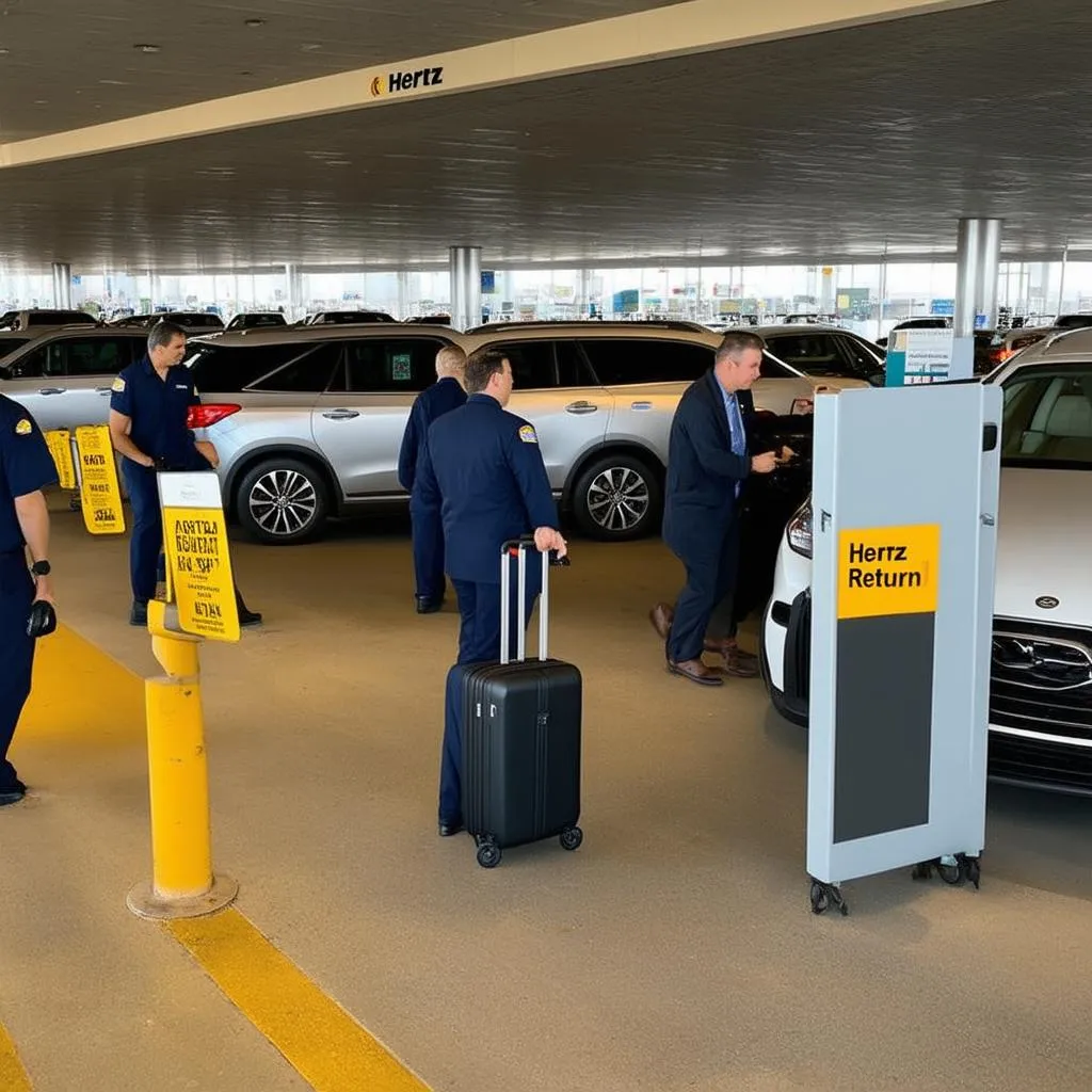 Hertz car return at the airport