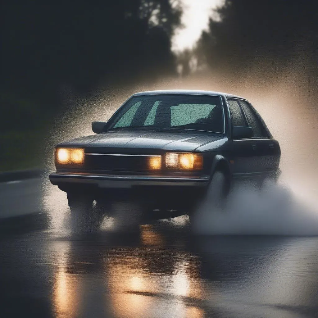 Hydroplaning on a wet road