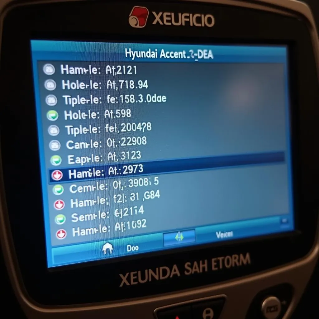 Hyundai Accent 2008 Diagnostic Error Codes on a Scan Tool