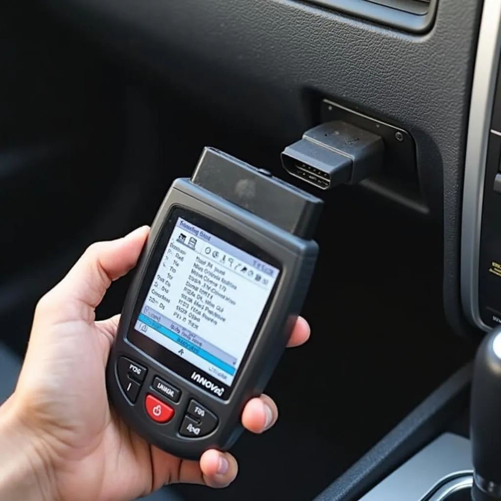 Innova 3100i Scan Tool Connected to Car's OBD-II Port