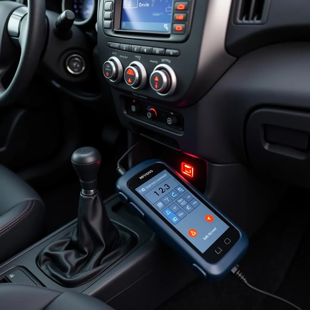 Innova 3100j scan tool connected to a Toyota Innova dashboard