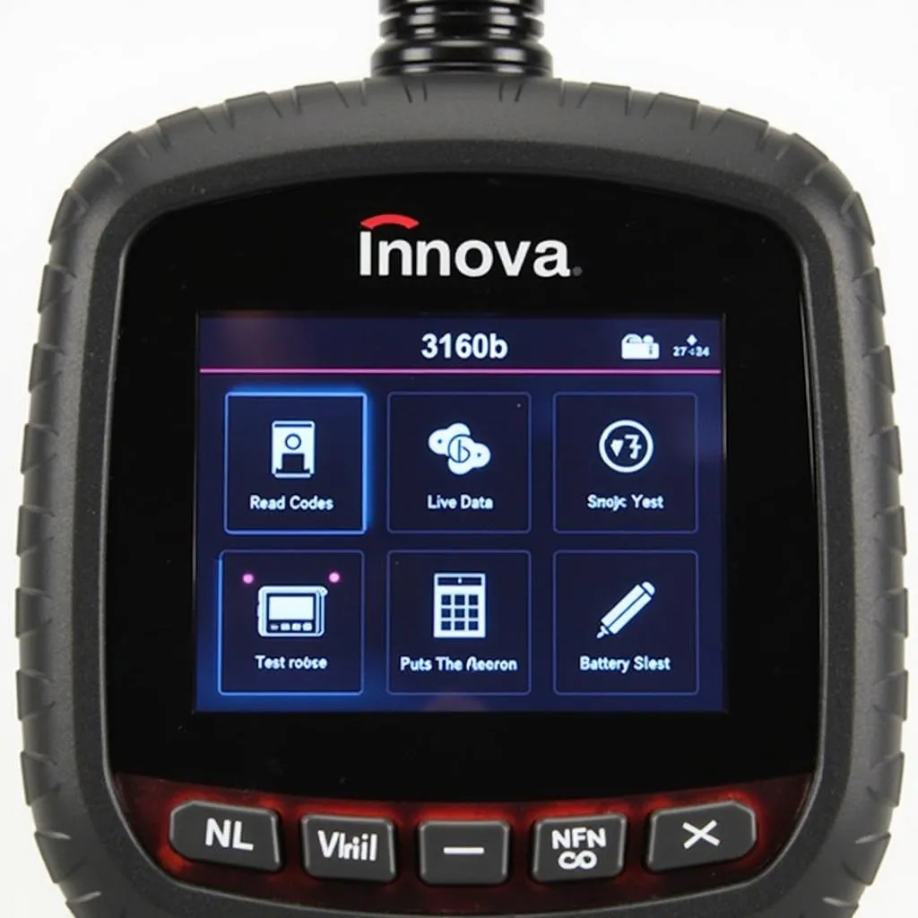 Close-up view of the Innova 3160b screen, showcasing its features and functions.