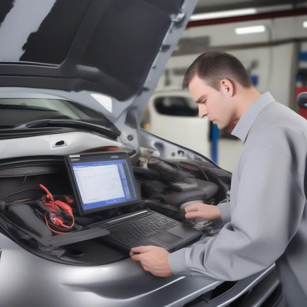 Certified mechanic using an Innova car scan tool