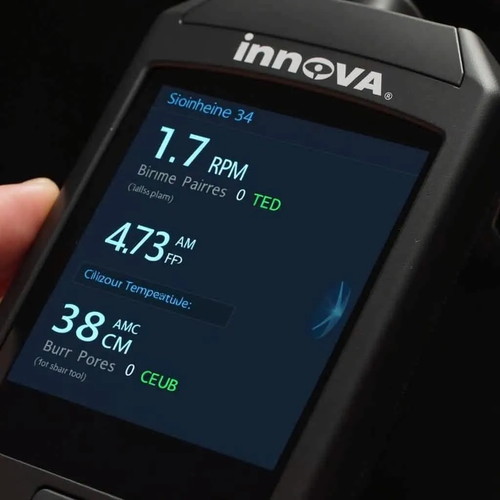 Close-up of an Innova scan tool display showing diagnostic information