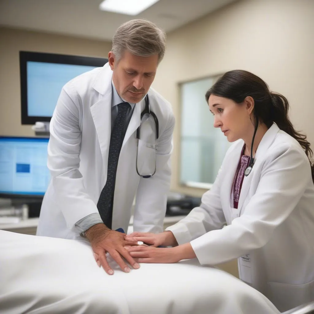 A doctor examining a patient at IU Health Urgent Care