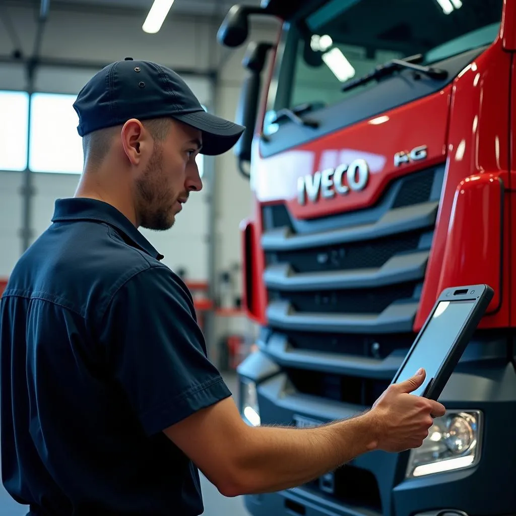 Iveco Mechanic using Scan Tool