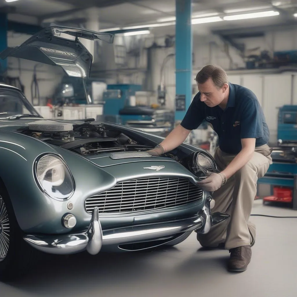 James Bond's Aston Martin DB5 with diagnostic equipment