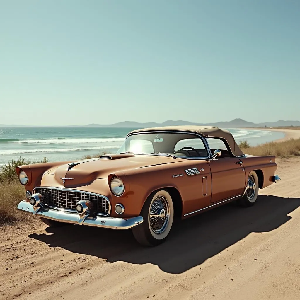 John Wayne car rental - Classic car parked near the beach.