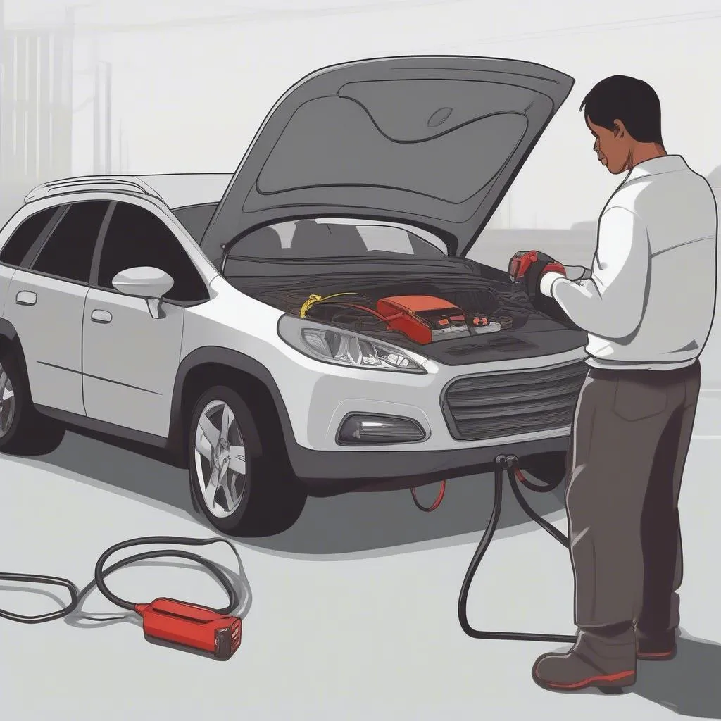 jump starting a car