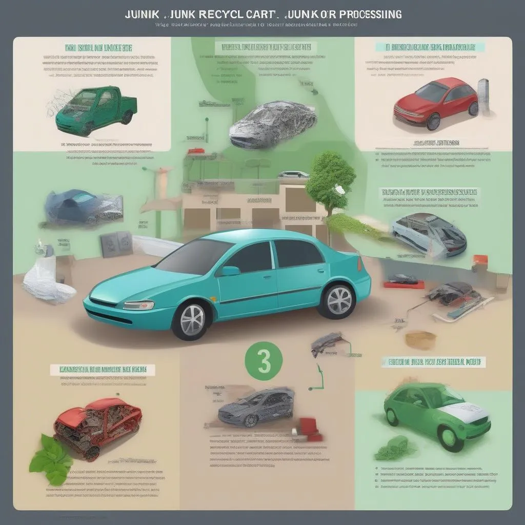 The process of recycling a junk car