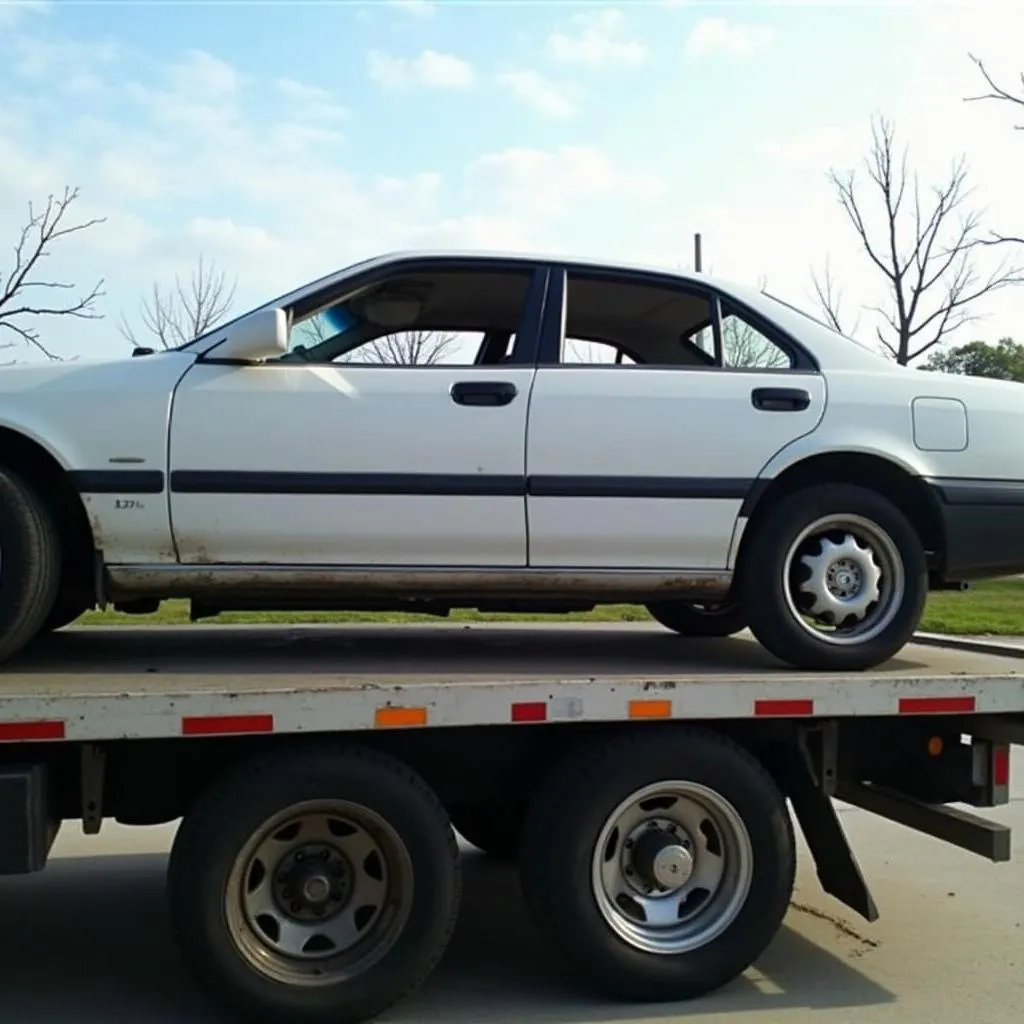 Car being towed away for junk car removal